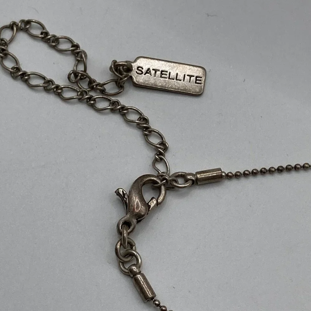 Unique Signed SATELLITE Bead Ball Chain Artisan Pearl Handcrafted 18” Necklace‎